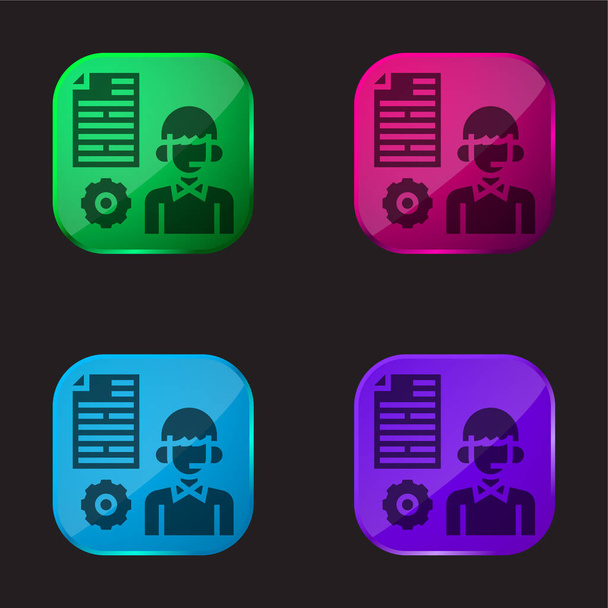 Poradce čtyři barvy skla ikona tlačítka - Vektor, obrázek