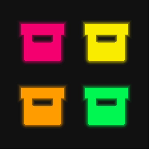 Archivieren Sie leuchtende Neon-Vektorsymbole in vier Farben - Vektor, Bild
