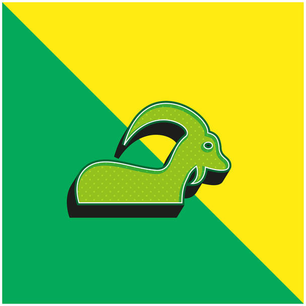 Sinal de Áries com grandes chifres verde e amarelo moderno logotipo do ícone do vetor 3d - Vetor, Imagem