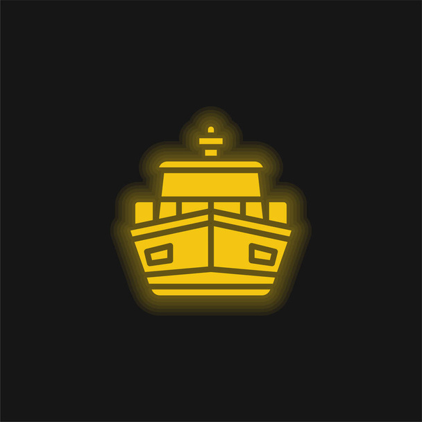 Boat yellow glowing neon icon - Vector, Image