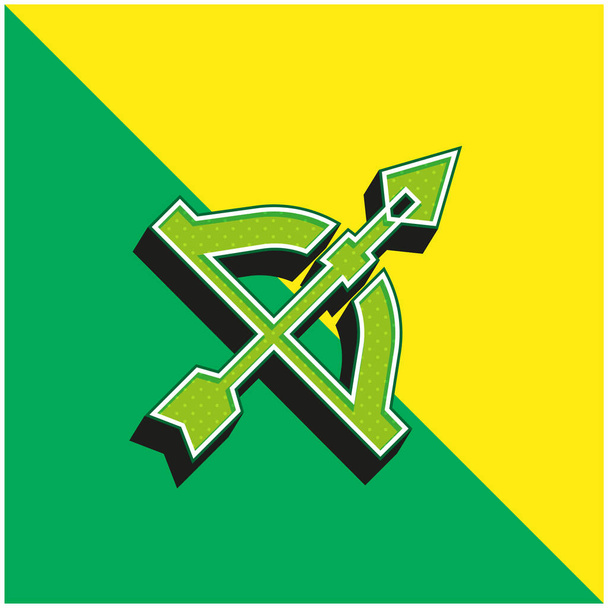 Луг і Стріла Зелений і жовтий сучасний 3d векторний логотип ікони - Вектор, зображення