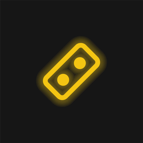 Blokk sárga izzó neon ikon - Vektor, kép