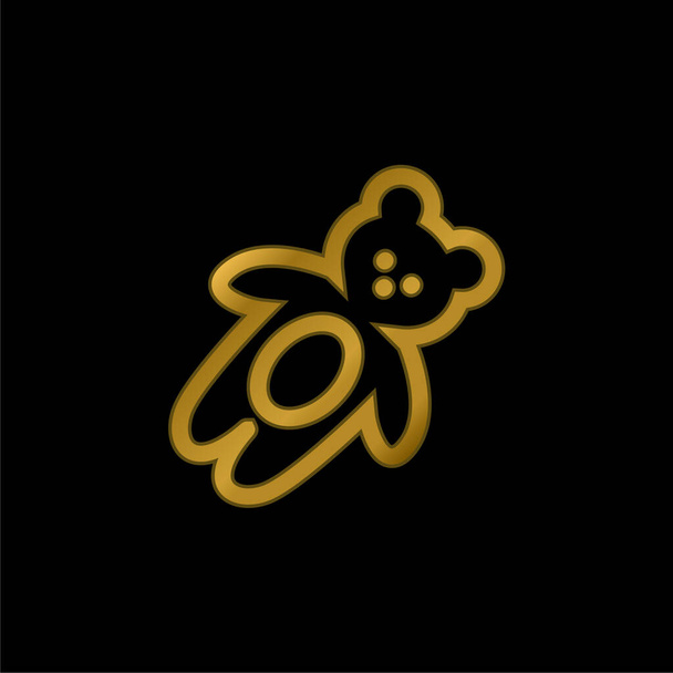 Medve játék aranyozott fém ikon vagy logó vektor - Vektor, kép