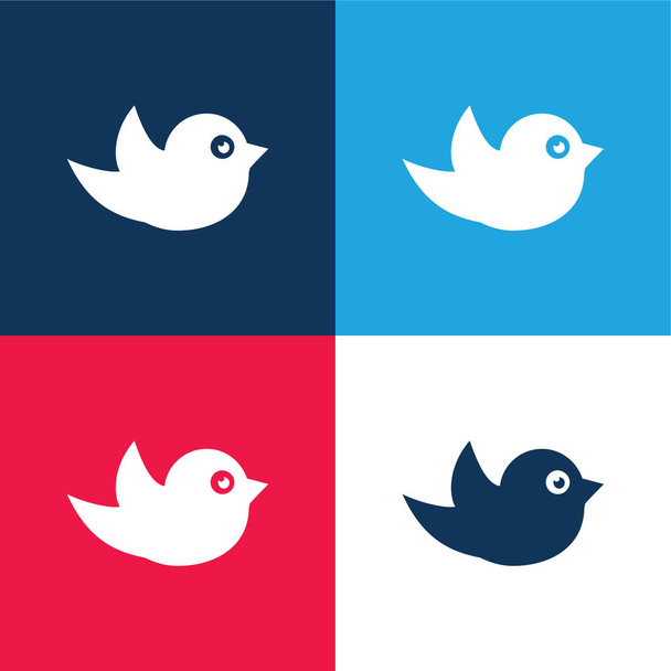 Nero Uccello blu e rosso quattro colori set di icone minime - Vettoriali, immagini
