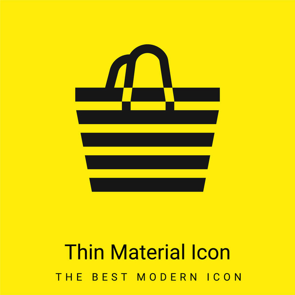 Bolsa de playa mínimo icono de material amarillo brillante - Vector, imagen