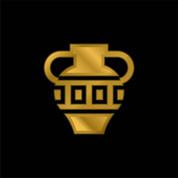 Позолоченная амфора металлическая икона или вектор логотипа - Вектор,изображение