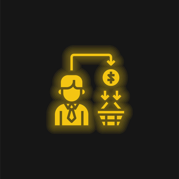 B2c žlutá zářící neonová ikona - Vektor, obrázek