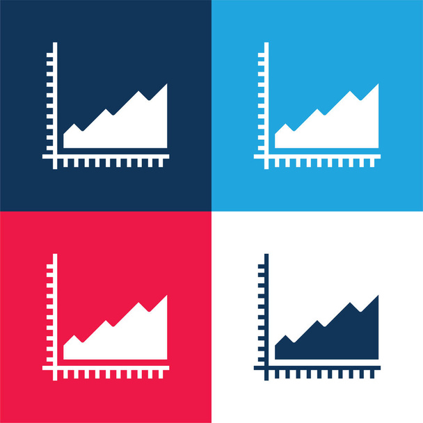 Area Chart niebieski i czerwony zestaw czterech kolorów minimalny zestaw ikon - Wektor, obraz
