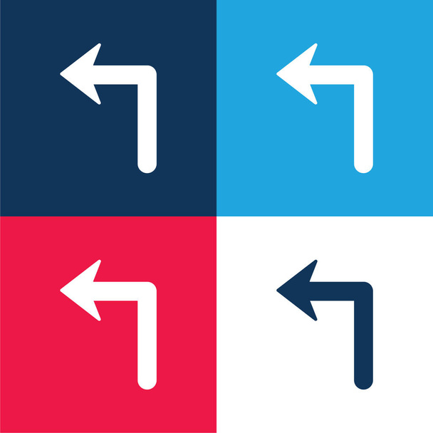 Strzałka dużych rozmiarów toczenia na lewo niebieski i czerwony zestaw czterech kolorów minimalny zestaw ikon - Wektor, obraz