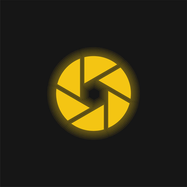 絞り黄色の輝くネオンアイコン - ベクター画像