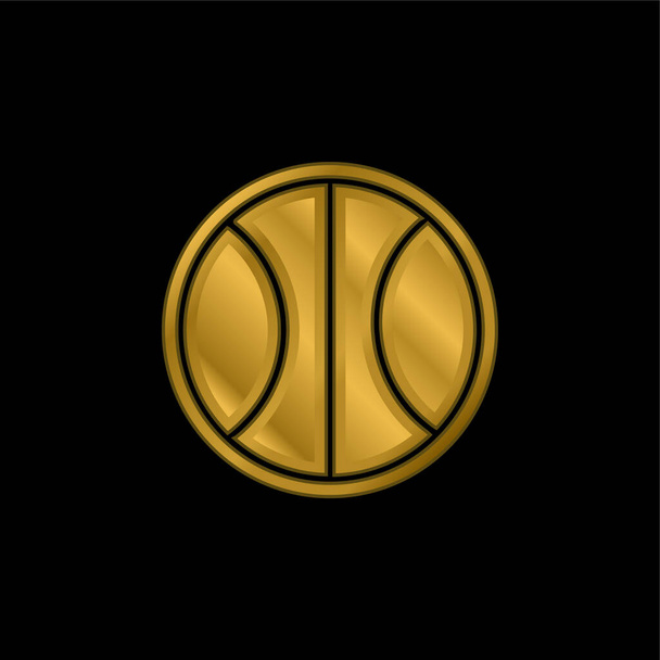 Baloncesto bola chapado en oro icono metálico o logo vector - Vector, Imagen