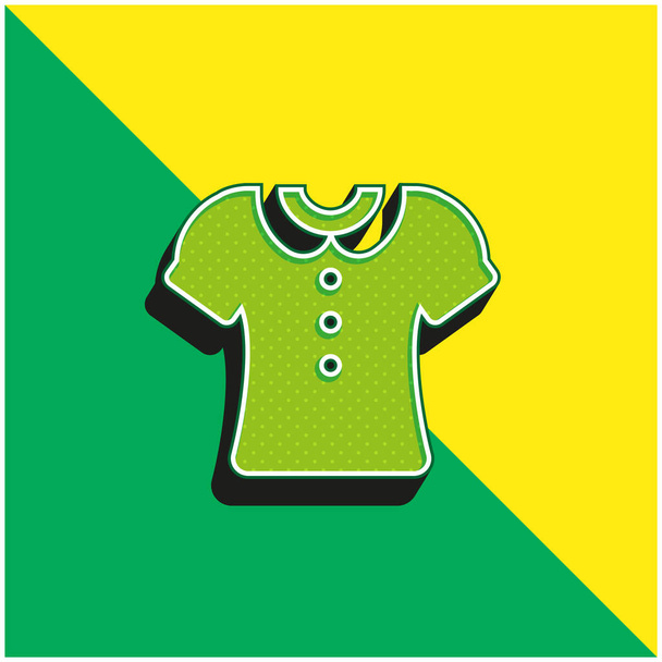 ボタンでブラウス緑と黄色のモダンな3Dベクトルアイコンのロゴ - ベクター画像
