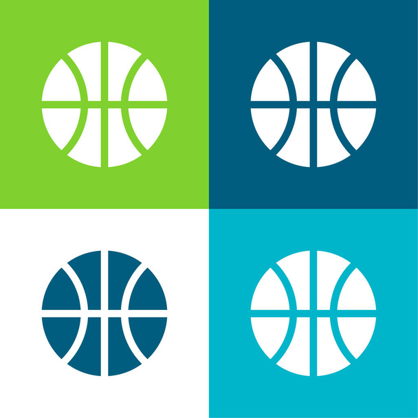 Basketbal Byt čtyři barvy minimální ikona sada - Vektor, obrázek
