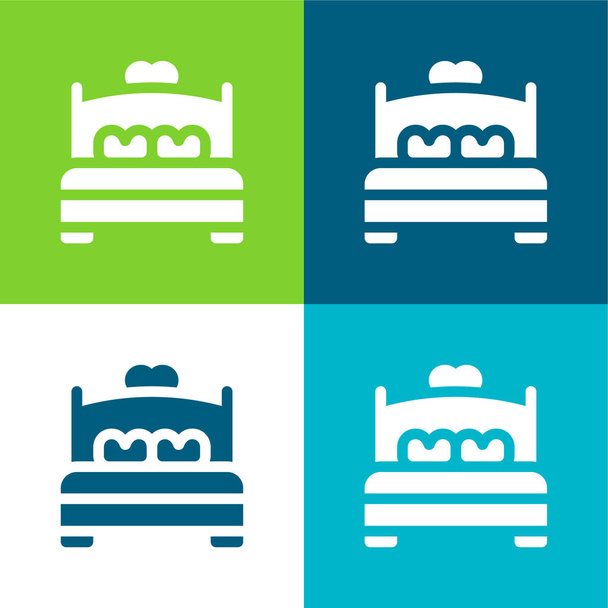 Κρεβάτι Επίπεδο σύνολο τεσσάρων χρωμάτων minimal εικονίδιο - Διάνυσμα, εικόνα