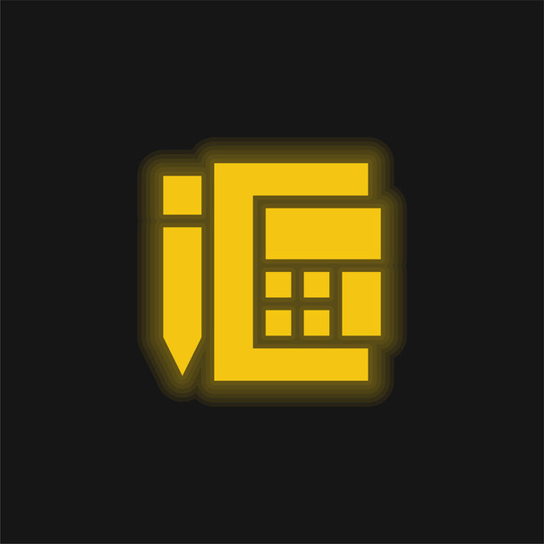 Contabilidad amarillo brillante icono de neón - Vector, Imagen