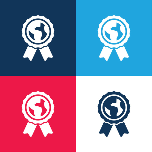 Badge blue and red four color minimal icon set - Vector, Image