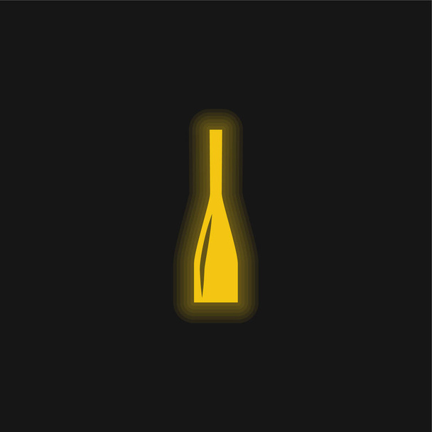 Black Bottle ícone de néon brilhante amarelo - Vetor, Imagem