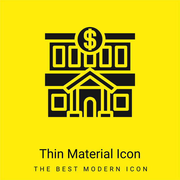 Банк минимальный ярко-желтый материал значок - Вектор,изображение
