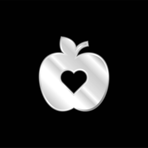 Apple silver plated metallic icon - Vector, Image
