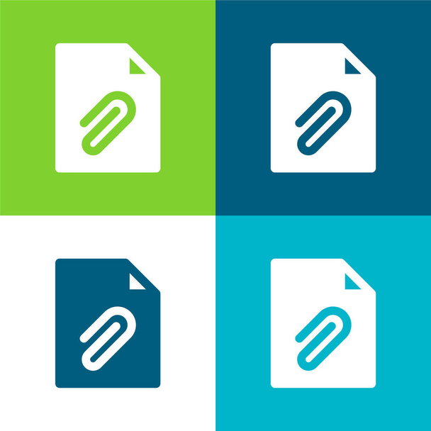Conjunto de iconos plano de cuatro colores mínimo - Vector, imagen