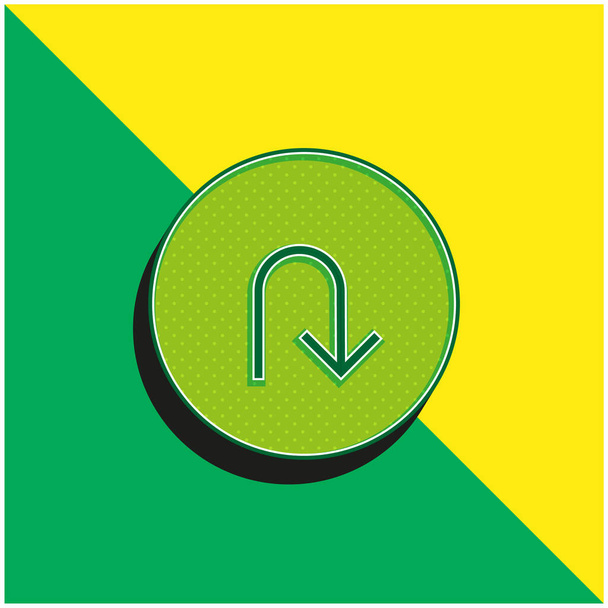 Arrow Down, IOS 7 Interface Symbol Green and yellow modern 3d vector icon logo - Vector, Image