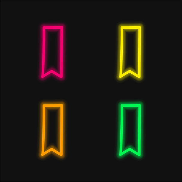 Закладка Рука Намальований контур чотири кольори, що світяться неоном Векторна піктограма
 - Вектор, зображення
