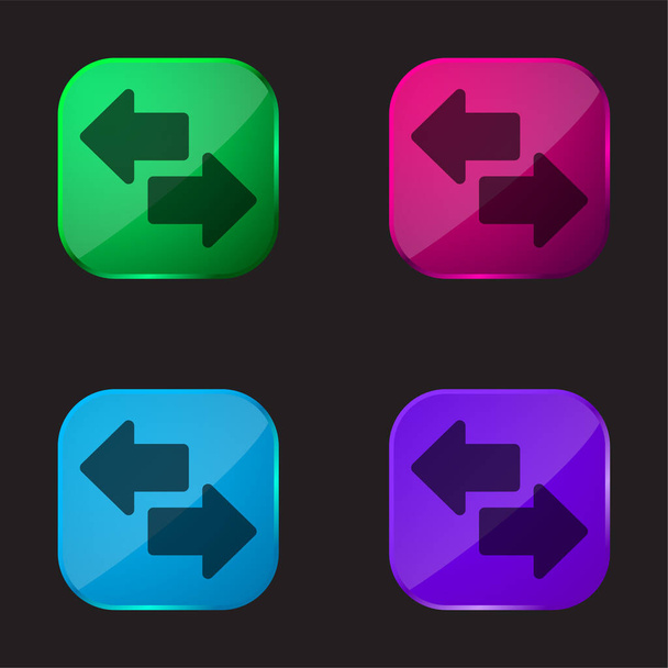 Flechas icono de botón de cristal de cuatro colores - Vector, imagen