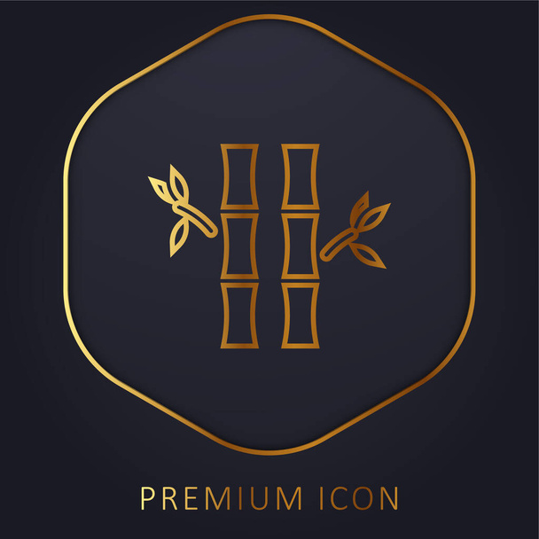 Logo premium de línea dorada de bambú o icono - Vector, imagen