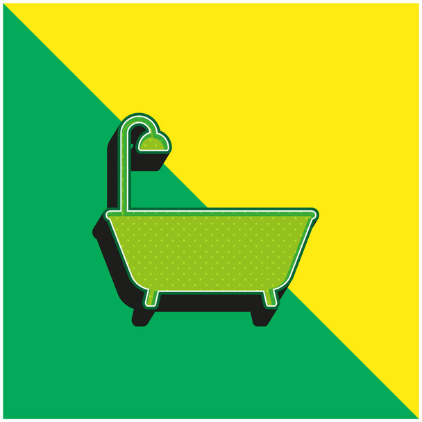 Badkuip Groen en geel modern 3D vector pictogram logo - Vector, afbeelding