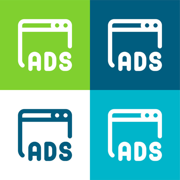 Ads Flat four color minimal icon set - Vektor, kép
