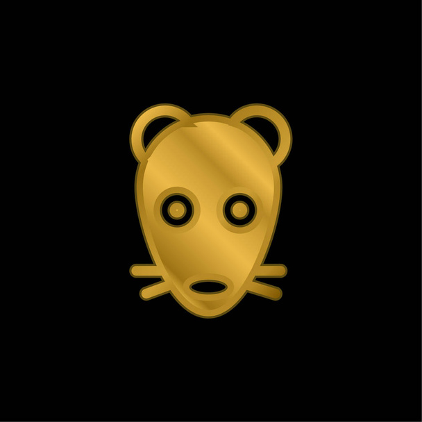 Animal cara chapado en oro icono metálico o logo vector - Vector, Imagen