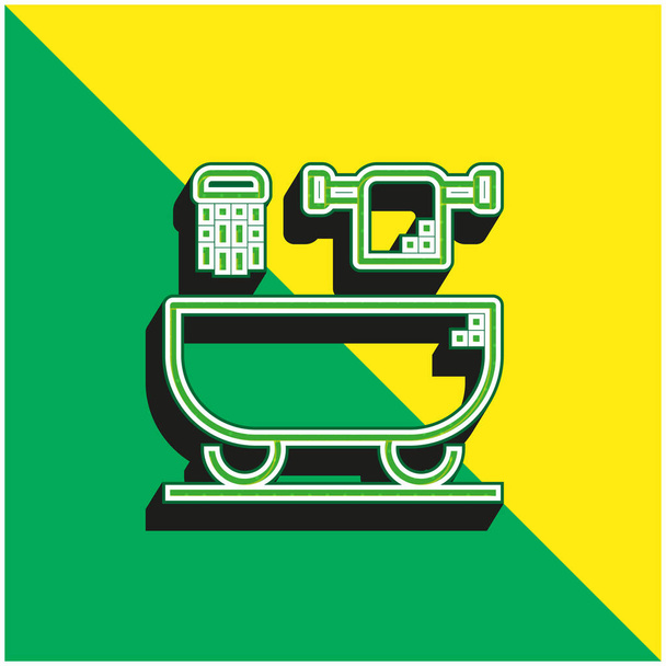 Kylpyamme Vihreä ja keltainen moderni 3d vektori kuvake logo - Vektori, kuva
