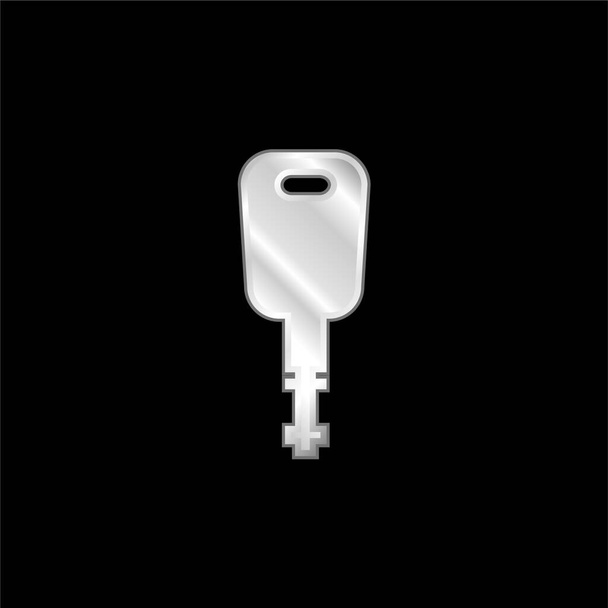 Icône métallique argentée Black Modern Key Shape - Vecteur, image