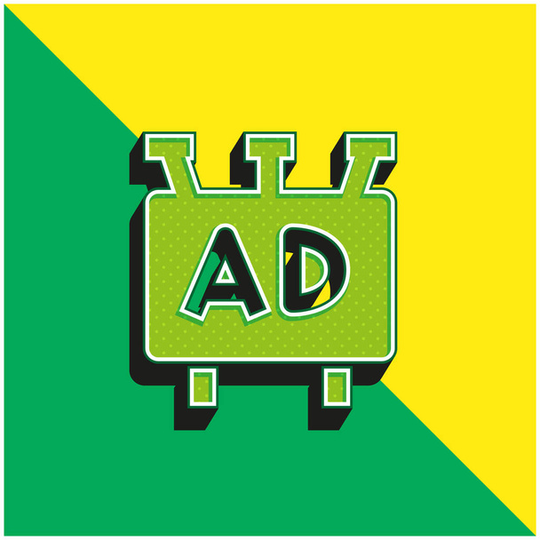 anúncio verde e amarelo moderno logotipo do ícone do vetor 3d - Vetor, Imagem