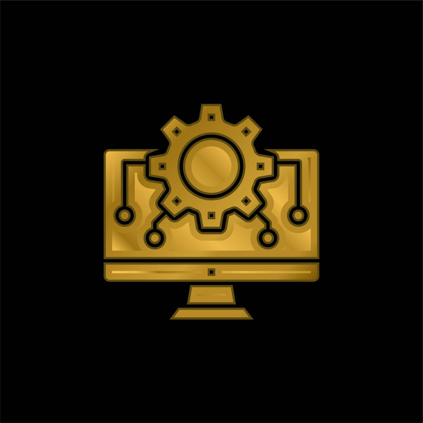 Algorytm złocona ikona metaliczna lub wektor logo - Wektor, obraz