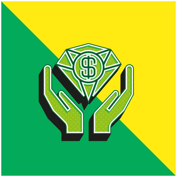 Οφέλη Πράσινο και κίτρινο σύγχρονο 3d διάνυσμα εικονίδιο λογότυπο - Διάνυσμα, εικόνα