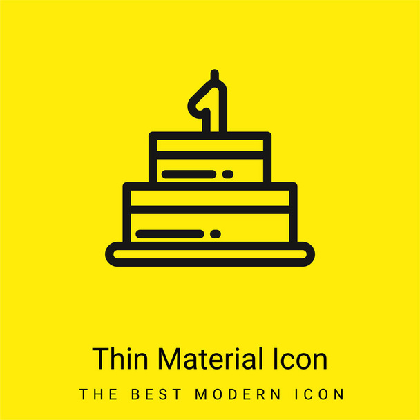 Narozeninový dort minimální jasně žlutý materiál ikona - Vektor, obrázek