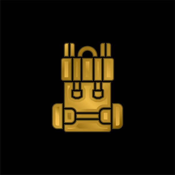Рюкзак золота металева іконка або вектор логотипу
 - Вектор, зображення