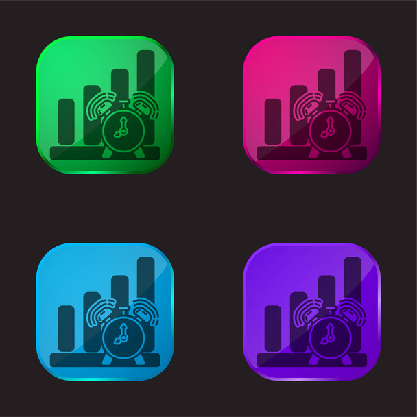 Alert czterech kolorów szklany przycisk ikona - Wektor, obraz