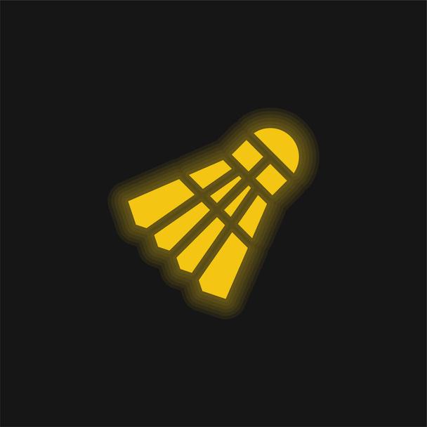 Bádminton amarillo brillante icono de neón - Vector, Imagen