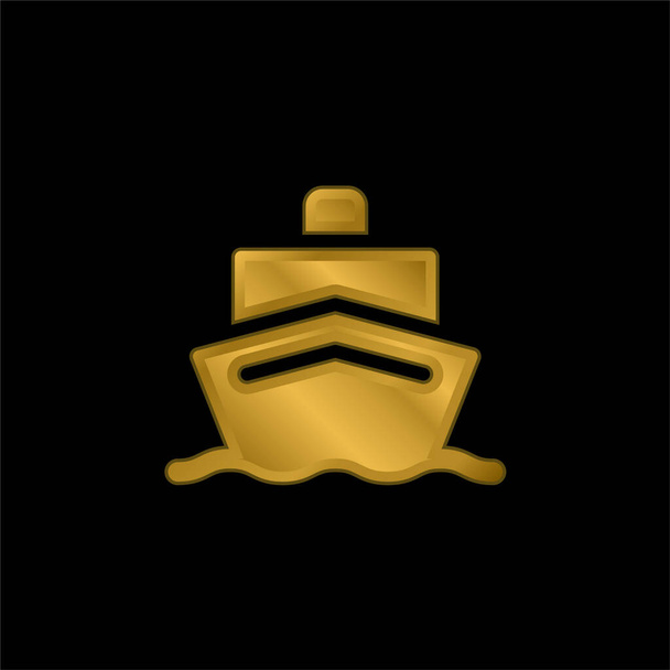 Barco chapado en oro icono metálico o logo vector - Vector, Imagen