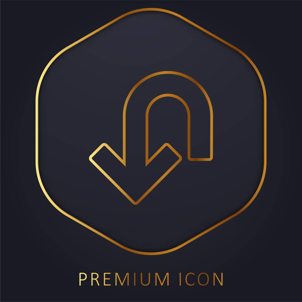 Arrow Down Curve golden line premium logo or icon - Vector, Image