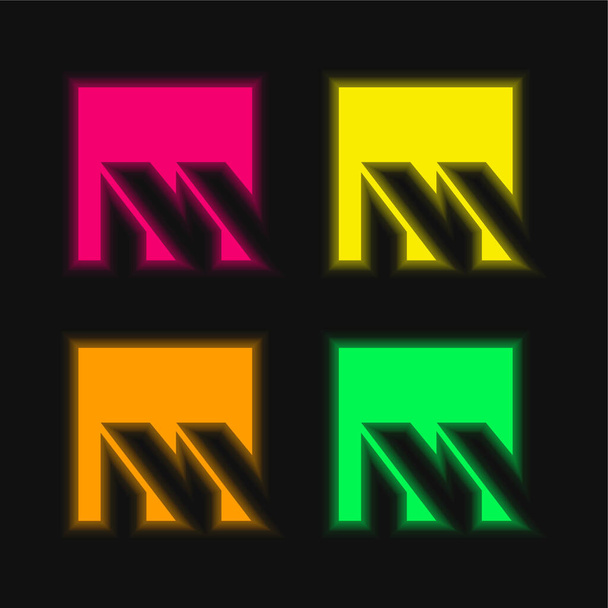 Brasilia Metro Logo vier kleuren gloeiende neon vector icoon - Vector, afbeelding