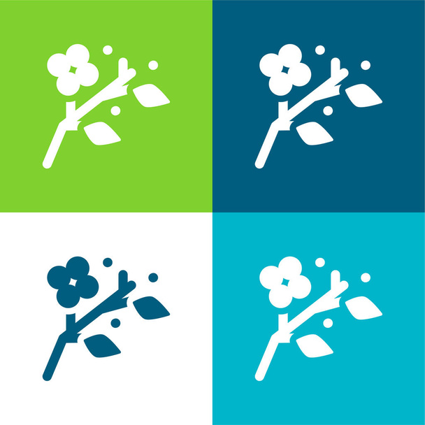 Blossom Plano quatro cores conjunto de ícones mínimos - Vetor, Imagem