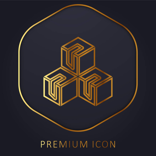 Boîte ligne d'or logo premium ou icône - Vecteur, image