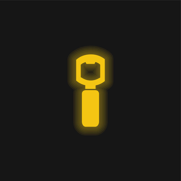Инструмент для открытия бутылок для кухни желтый светящийся неоновый значок - Вектор,изображение