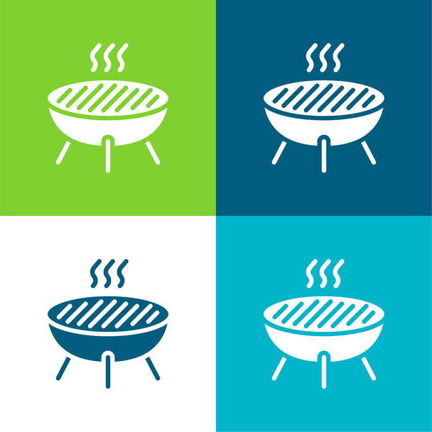 Bbq Flat four color minimal icon set - Vector, Image