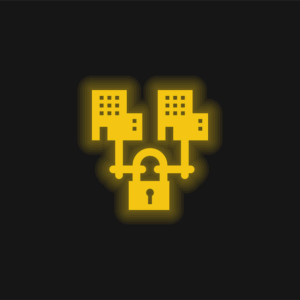 B2b sárga izzó neon ikon - Vektor, kép