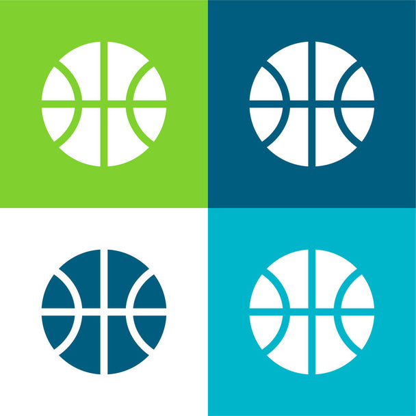 Basketball Flache vier Farben minimales Symbol-Set - Vektor, Bild