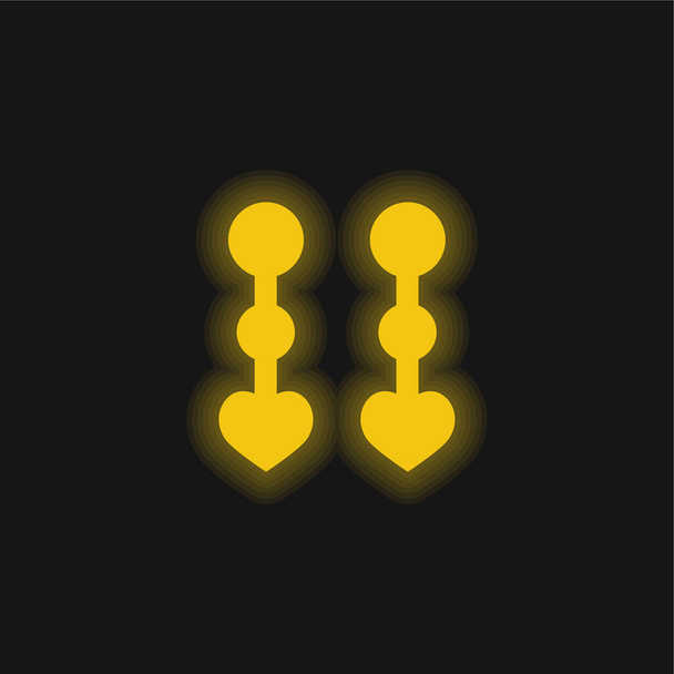 Bride Earings żółty świecący neon ikona - Wektor, obraz